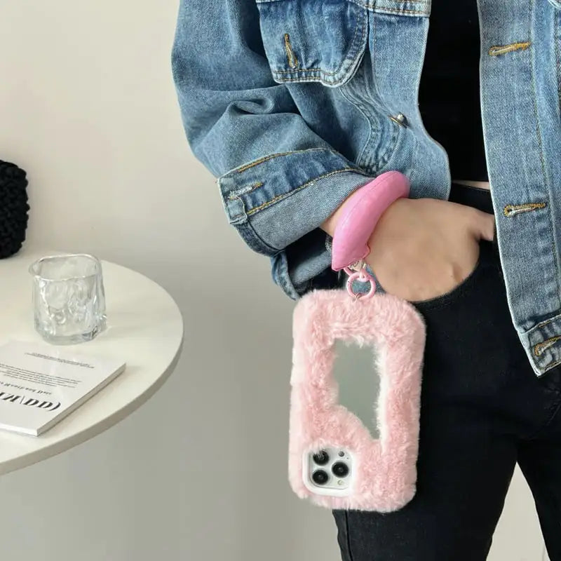 Lux Plush Mirror Phone Sleeve